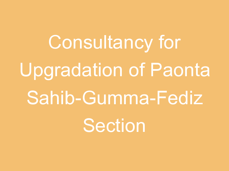 Consultancy for Upgradation of Paonta Sahib-Gumma-Fediz Section