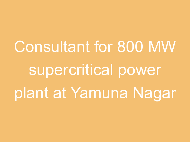 Consultant for 800 MW supercritical power plant at Yamuna Nagar