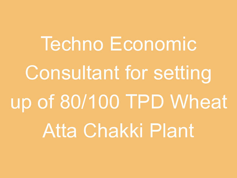 Techno Economic Consultant for setting up of 80/100 TPD Wheat Atta Chakki Plant