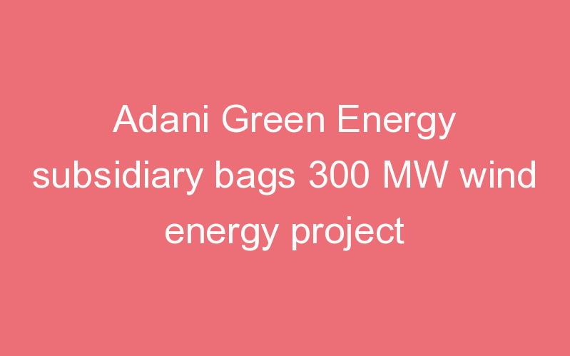 Adani Green Energy subsidiary bags 300 MW wind energy project