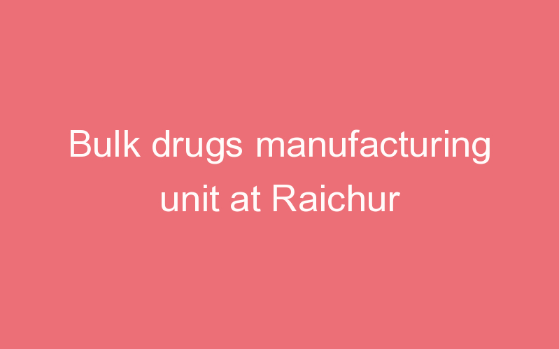 Bulk drugs manufacturing unit at Raichur