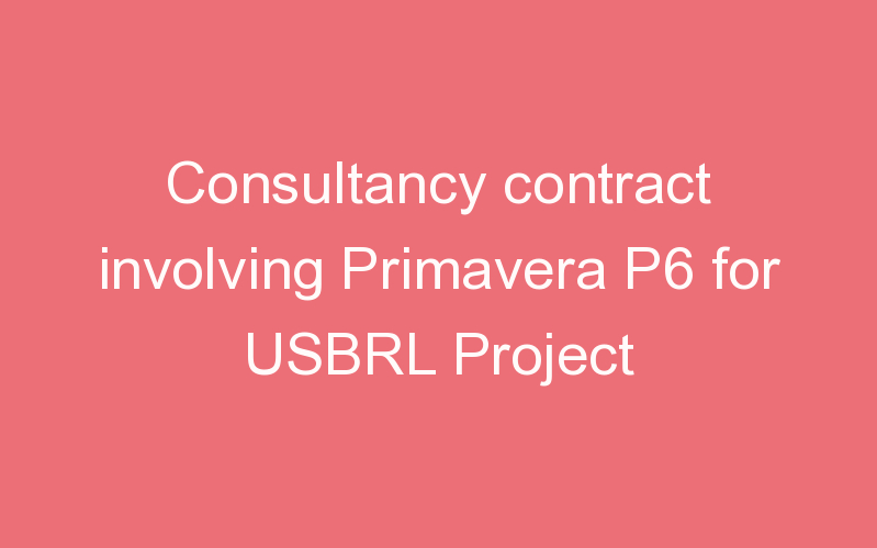 Consultancy contract involving Primavera P6 for USBRL Project