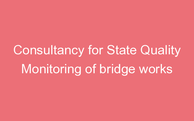 Consultancy for State Quality Monitoring of bridge works