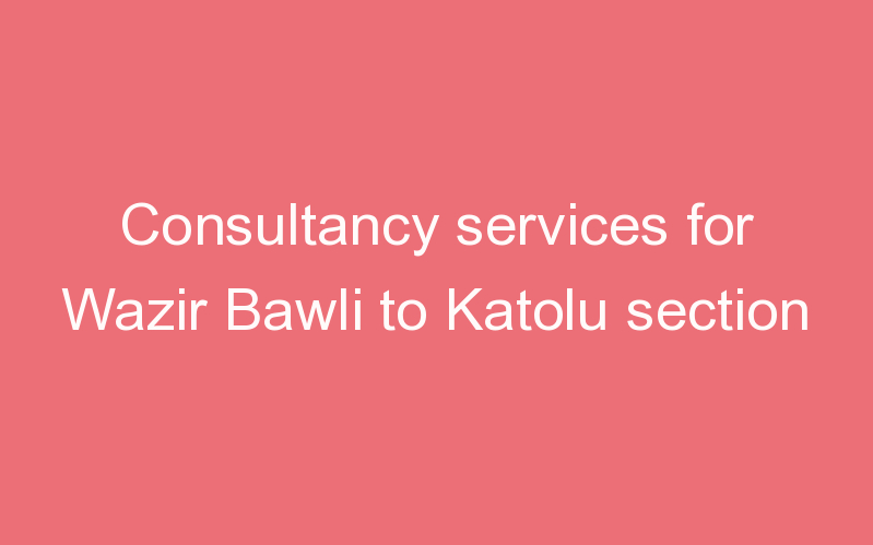 Consultancy services for Wazir Bawli to Katolu section