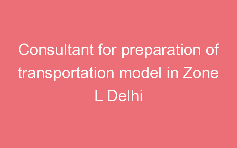 Consultant for preparation of transportation model in Zone L Delhi