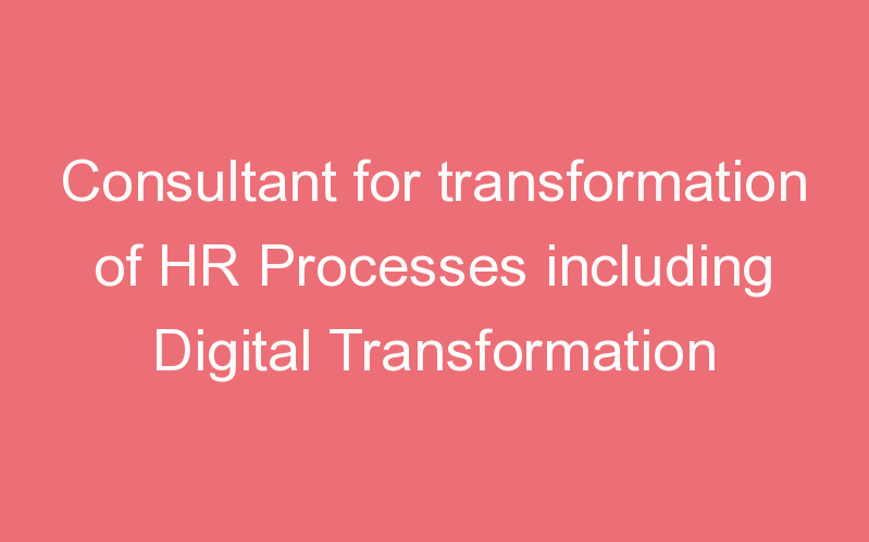 Consultant for transformation of HR Processes including Digital Transformation