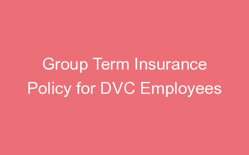 Group Term Insurance Policy for DVC Employees