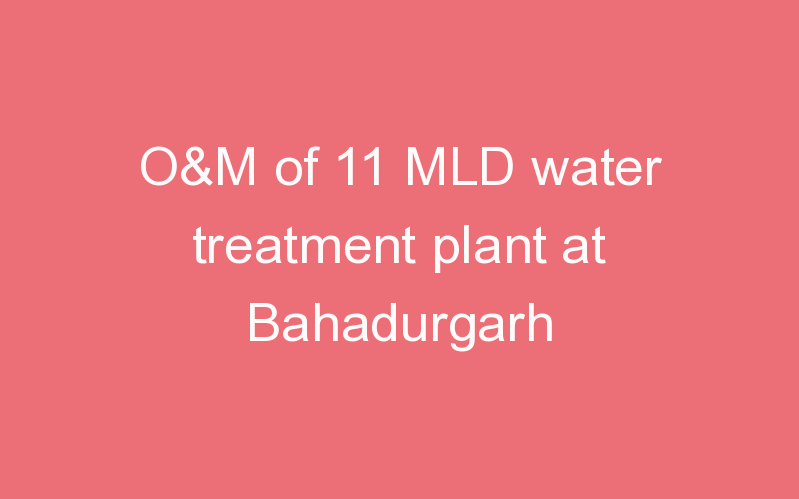 O&M of 11 MLD water treatment plant at Bahadurgarh