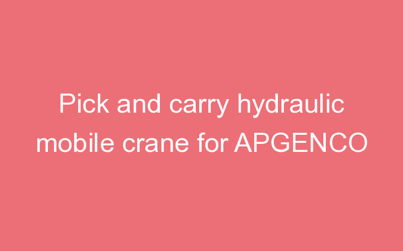 Pick and carry hydraulic mobile crane for APGENCO