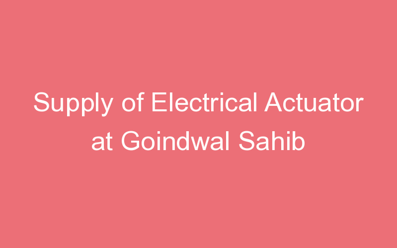 Supply of Electrical Actuator at Goindwal Sahib