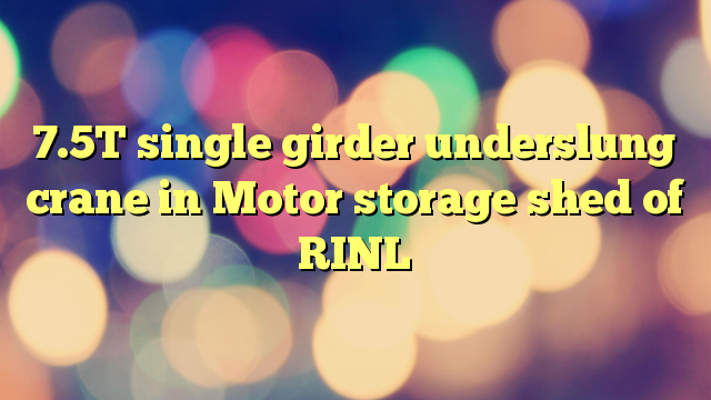7.5T single girder underslung crane in Motor storage shed of RINL