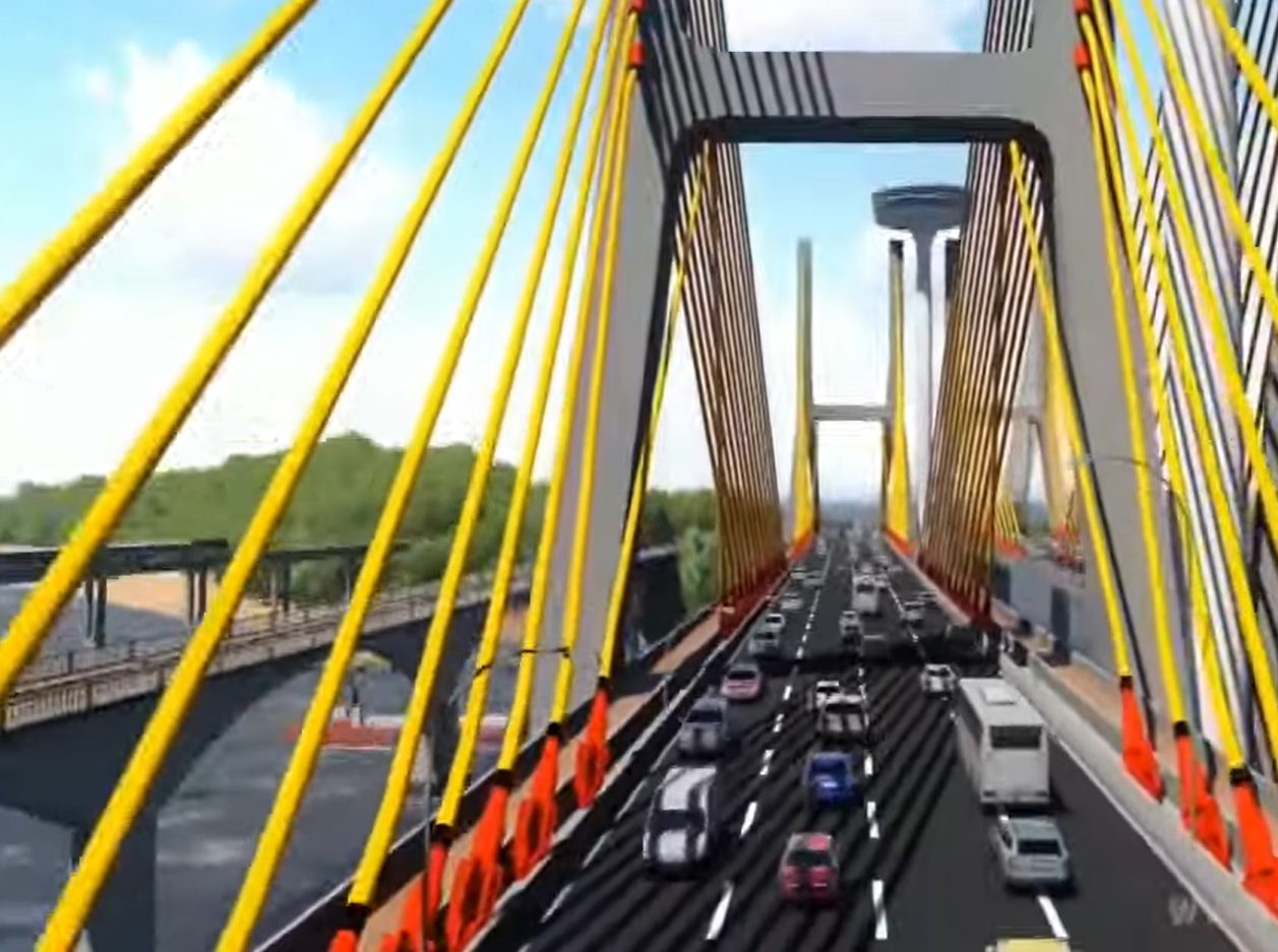 Cable-stayed Zuari bridge construction project