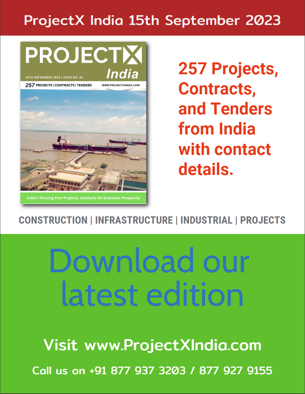 Access 257 projects with contacts in our 15th September 2023 edition of ProjectX India